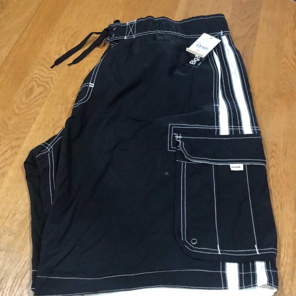 Black and white swimming trunks big and talll